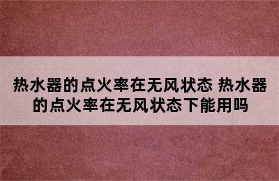 热水器的点火率在无风状态 热水器的点火率在无风状态下能用吗